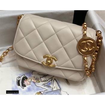 Chanel Lambskin CC Coin Small Flap Bag AS2189 Off White 2020 (jiyuan-20102904)