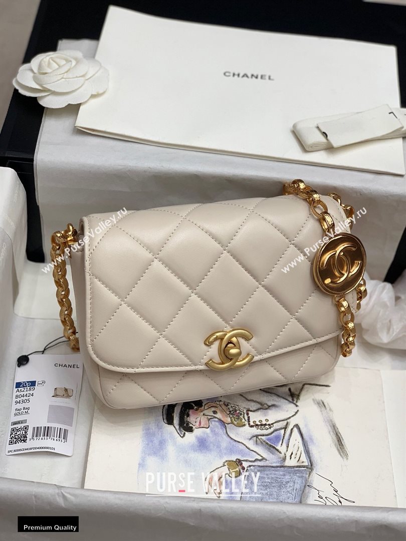 Chanel Lambskin CC Coin Small Flap Bag AS2189 Off White 2020 (jiyuan-20102904)