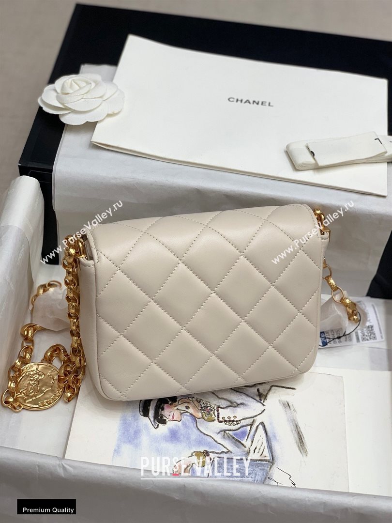 Chanel Lambskin CC Coin Small Flap Bag AS2189 Off White 2020 (jiyuan-20102904)