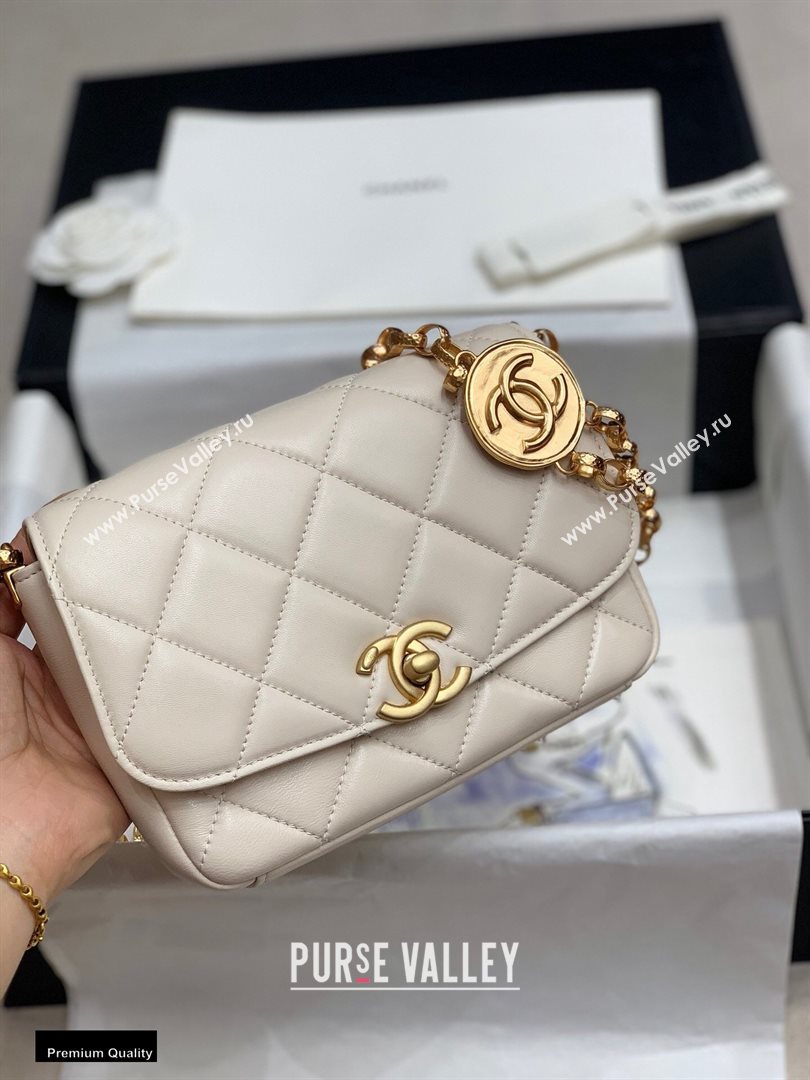 Chanel Lambskin CC Coin Small Flap Bag AS2189 Off White 2020 (jiyuan-20102904)