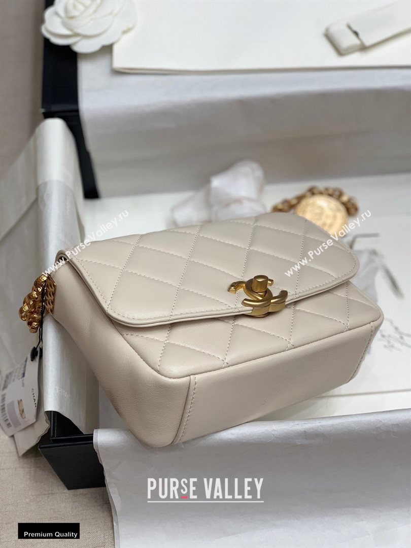 Chanel Lambskin CC Coin Small Flap Bag AS2189 Off White 2020 (jiyuan-20102904)