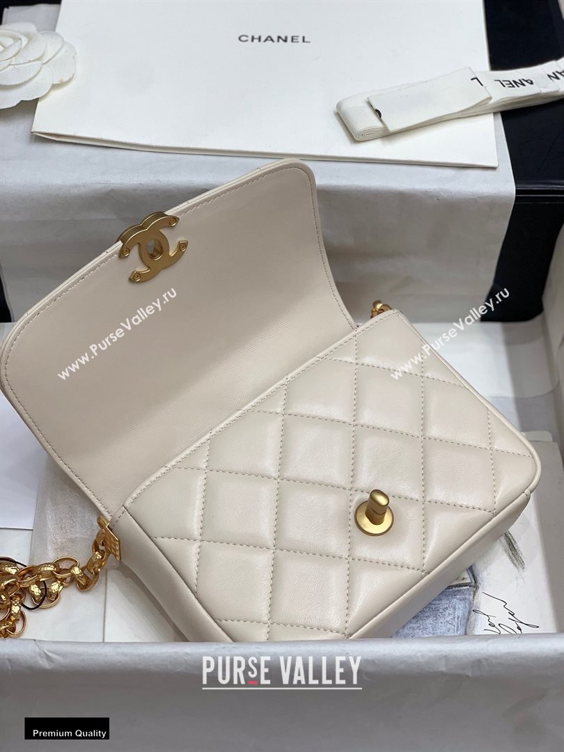 Chanel Lambskin CC Coin Small Flap Bag AS2189 Off White 2020 (jiyuan-20102904)