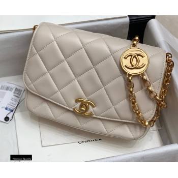 Chanel Lambskin CC Coin Flap Bag AS2222 Off White 2020 (jiyuan-20102903)