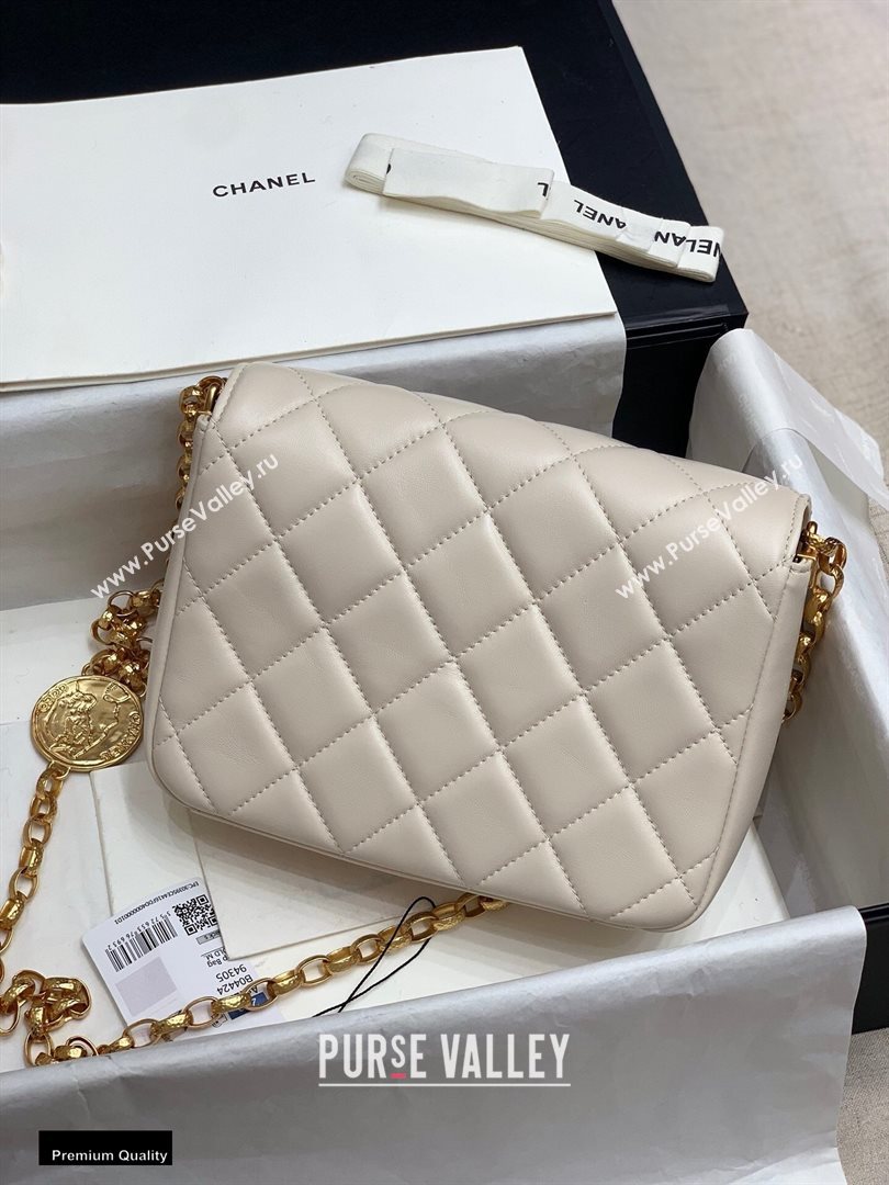 Chanel Lambskin CC Coin Flap Bag AS2222 Off White 2020 (jiyuan-20102903)