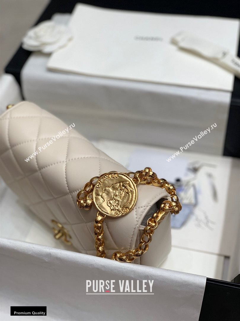 Chanel Lambskin CC Coin Flap Bag AS2222 Off White 2020 (jiyuan-20102903)