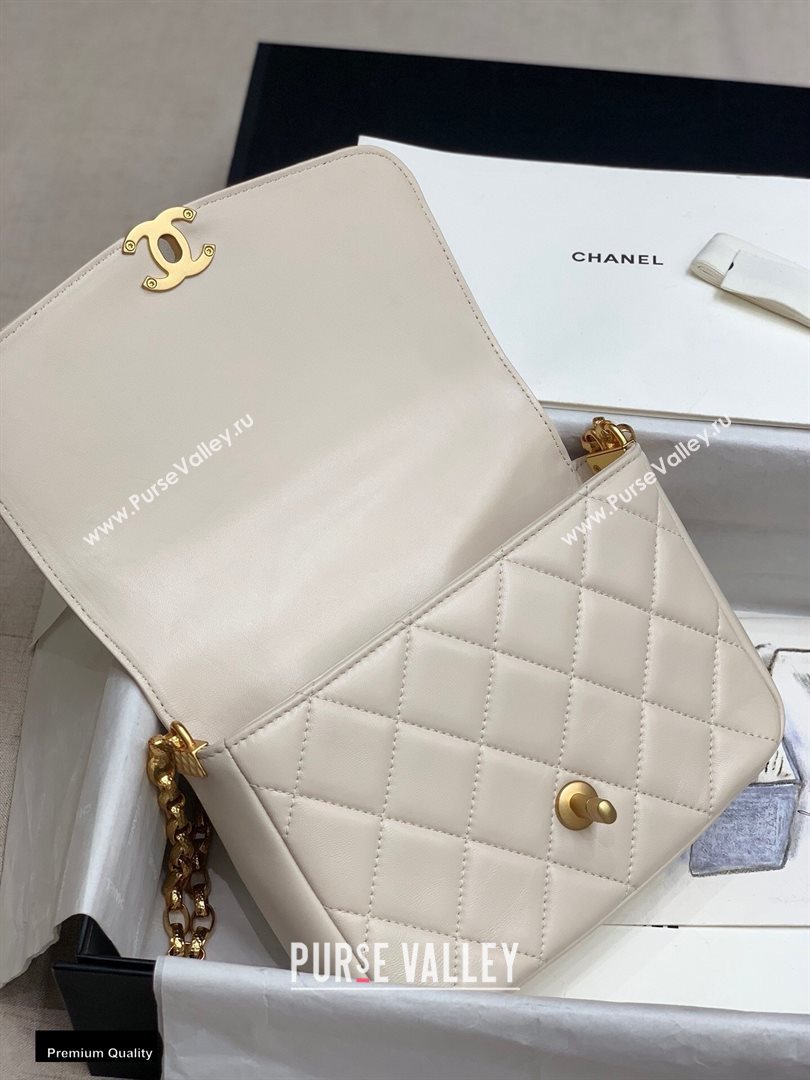 Chanel Lambskin CC Coin Flap Bag AS2222 Off White 2020 (jiyuan-20102903)