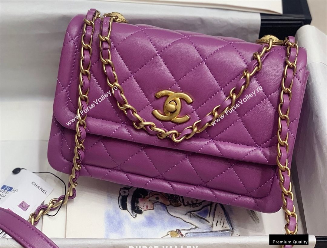 Chanel Lambskin Vintage Medium Flap Bag Purple 2020 (jiyuan-20102923)