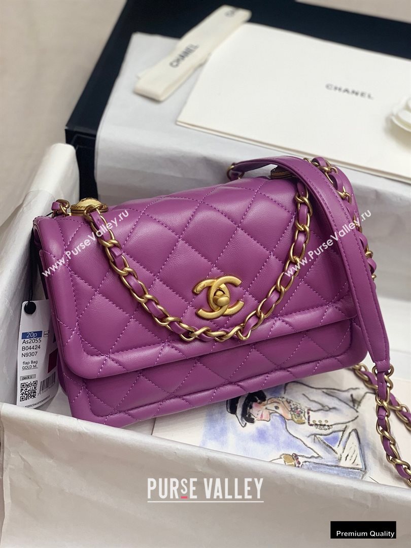 Chanel Lambskin Vintage Medium Flap Bag Purple 2020 (jiyuan-20102923)
