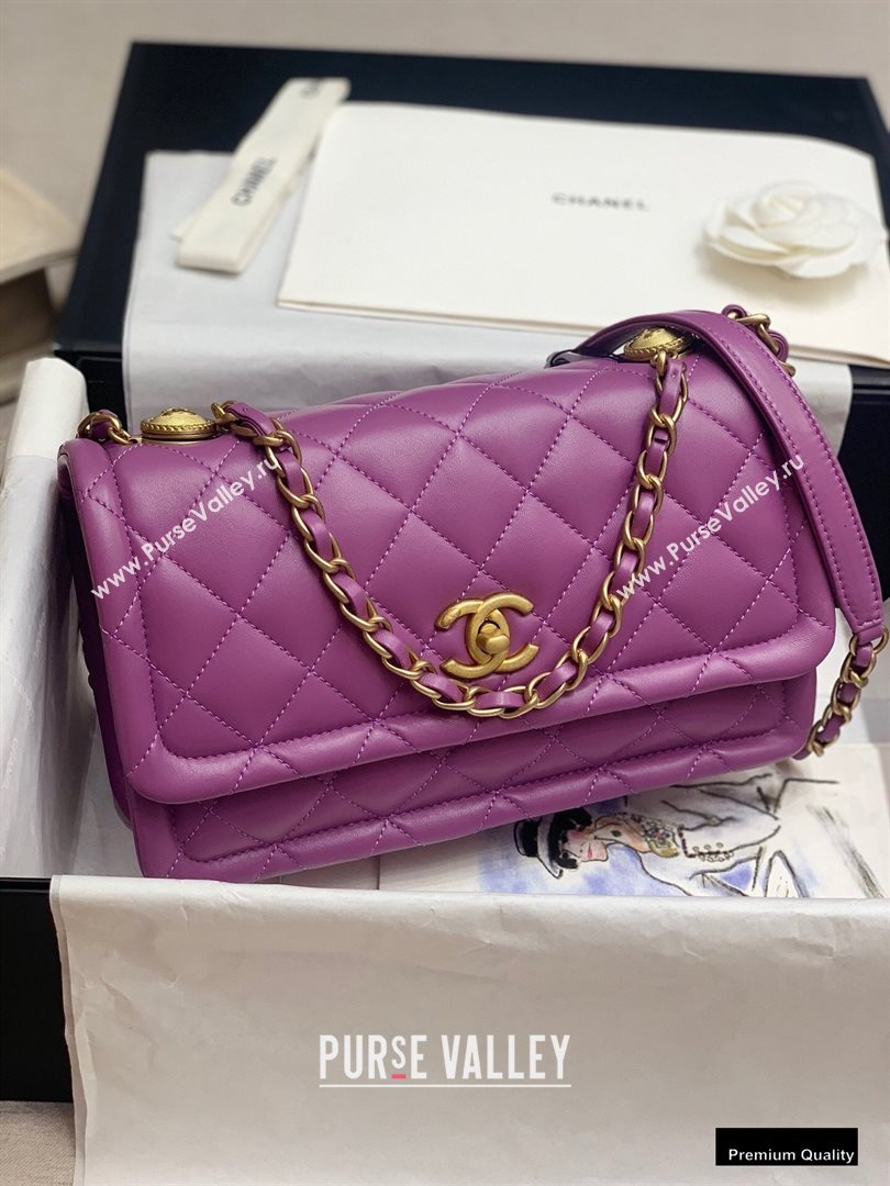 Chanel Lambskin Vintage Large Flap Bag Purple 2020 (jiyuan-20102922)