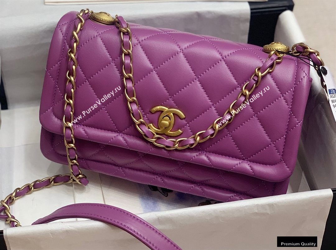 Chanel Lambskin Vintage Large Flap Bag Purple 2020 (jiyuan-20102922)