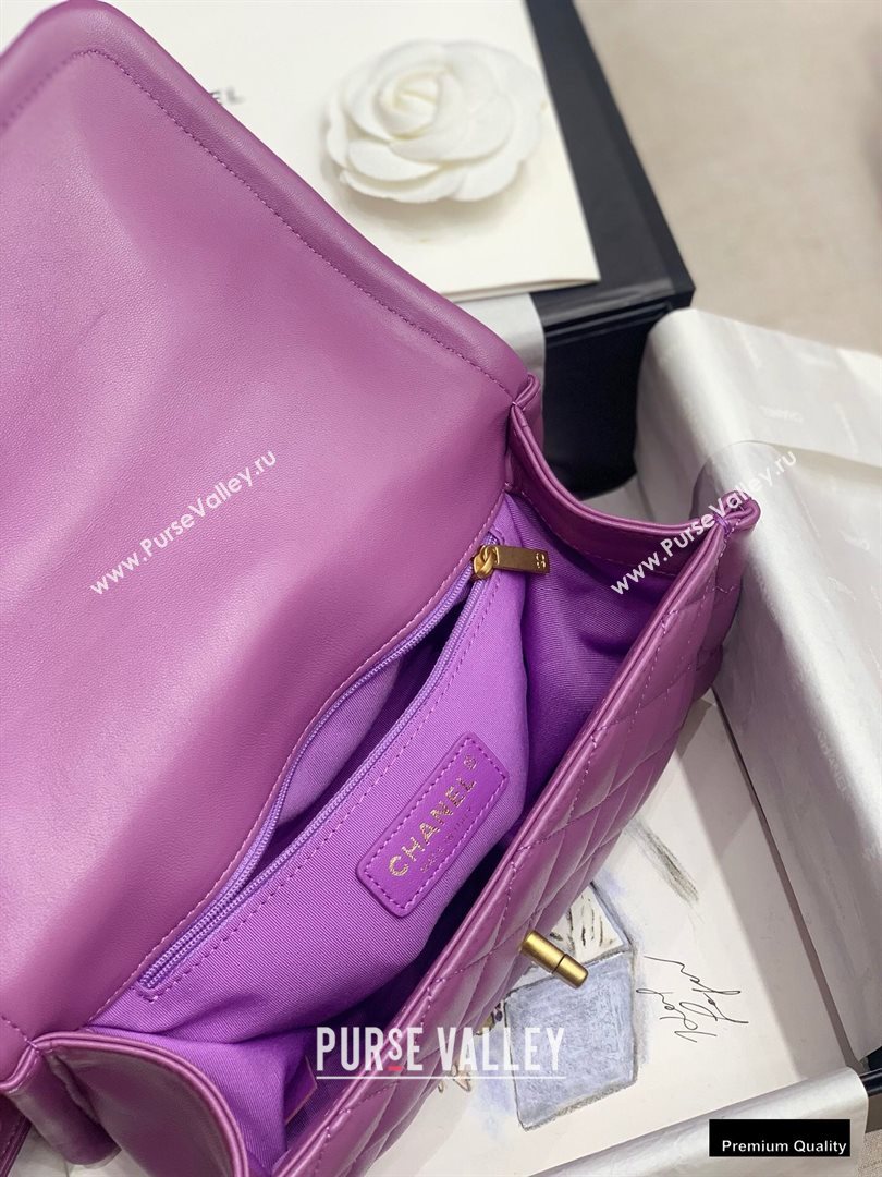 Chanel Lambskin Vintage Large Flap Bag Purple 2020 (jiyuan-20102922)