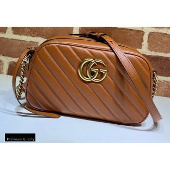 Gucci Diagonal GG Marmont Small Shoulder Camera Bag 447632 Leather Brown 2020 (dlh-20110513)