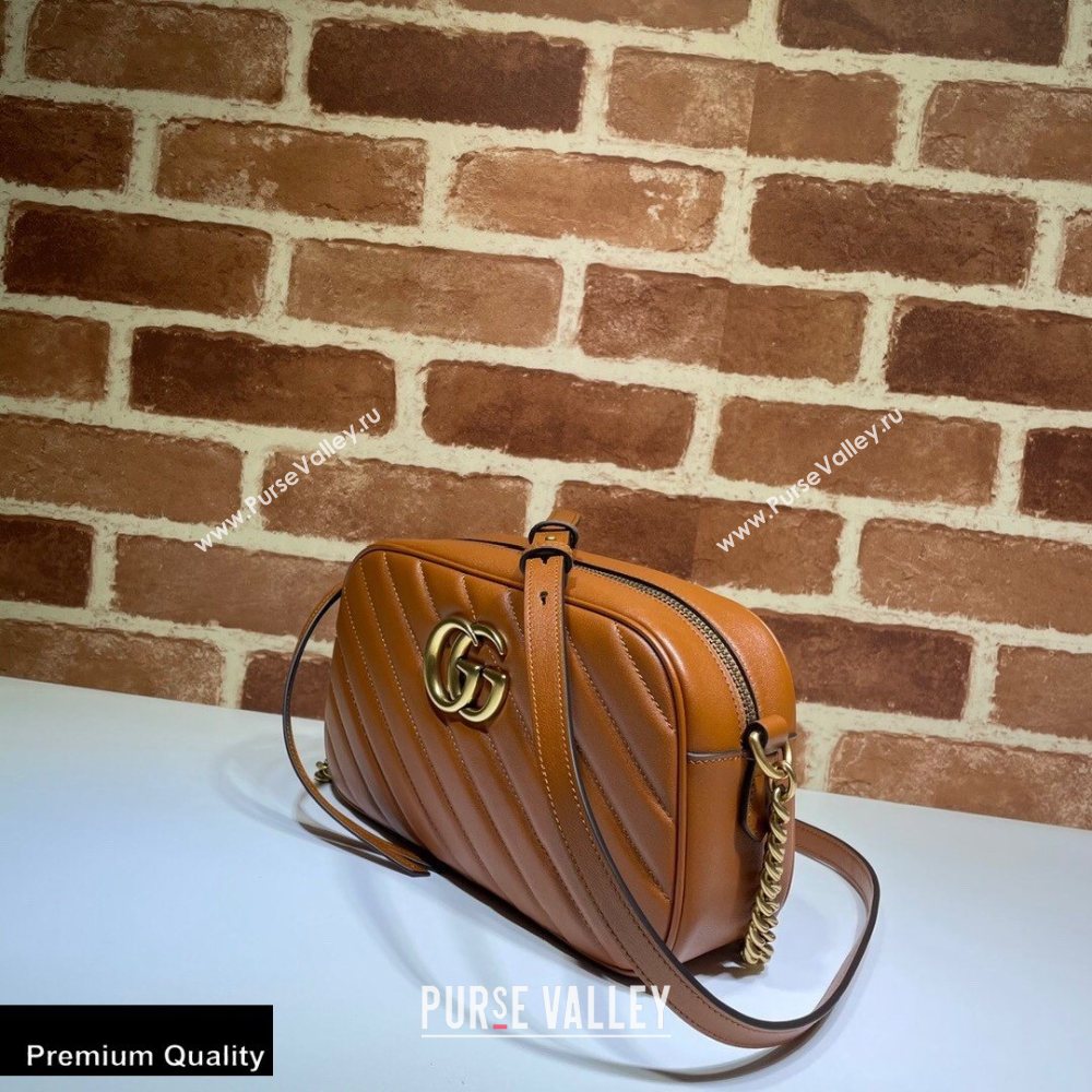 Gucci Diagonal GG Marmont Small Shoulder Camera Bag 447632 Leather Brown 2020 (dlh-20110513)