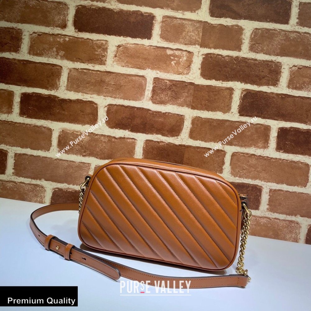 Gucci Diagonal GG Marmont Small Shoulder Camera Bag 447632 Leather Brown 2020 (dlh-20110513)