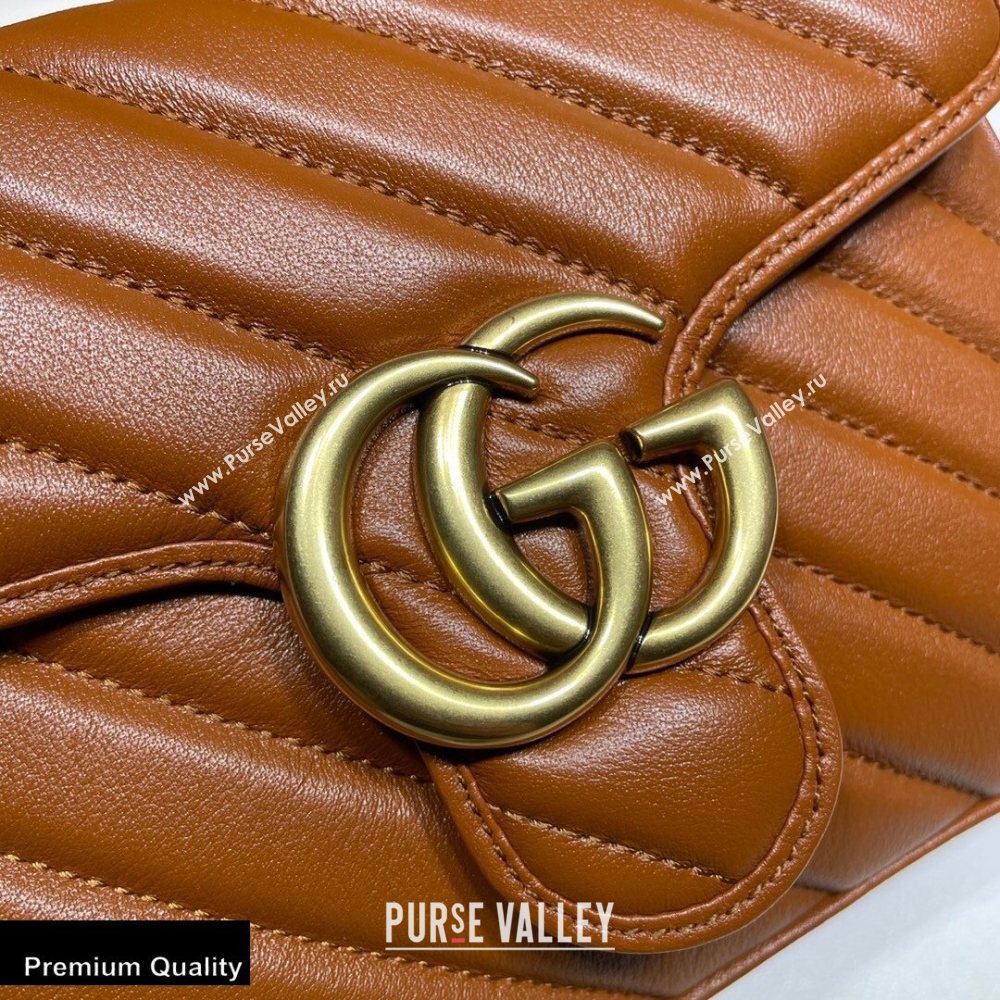 Gucci Diagonal GG Marmont Mini Top Handle Bag 583571 Brown 2020 (dlh-20110512)