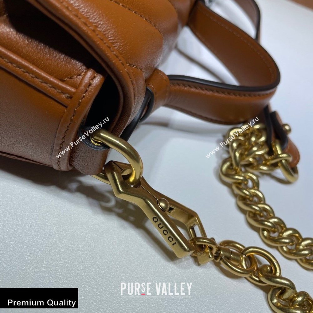 Gucci Diagonal GG Marmont Mini Top Handle Bag 583571 Brown 2020 (dlh-20110512)