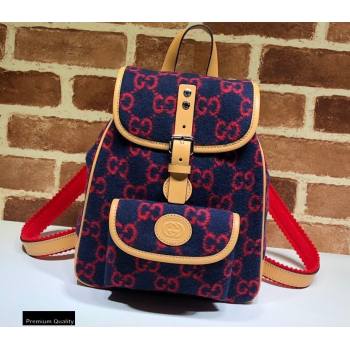 Gucci Childrens GG Backpack Bag 630818 Blue/Red Wool 2020 (dlh-20110511)