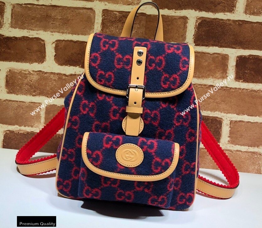 Gucci Childrens GG Backpack Bag 630818 Blue/Red Wool 2020 (dlh-20110511)