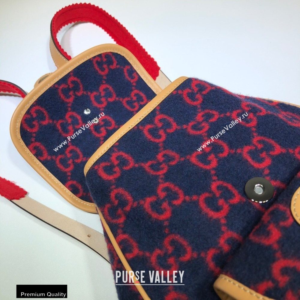 Gucci Childrens GG Backpack Bag 630818 Blue/Red Wool 2020 (dlh-20110511)