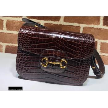 Gucci 1955 Horsebit Shoulder Bag 602204 Croco Pattern Coffee 2020 (dlh-20110501)