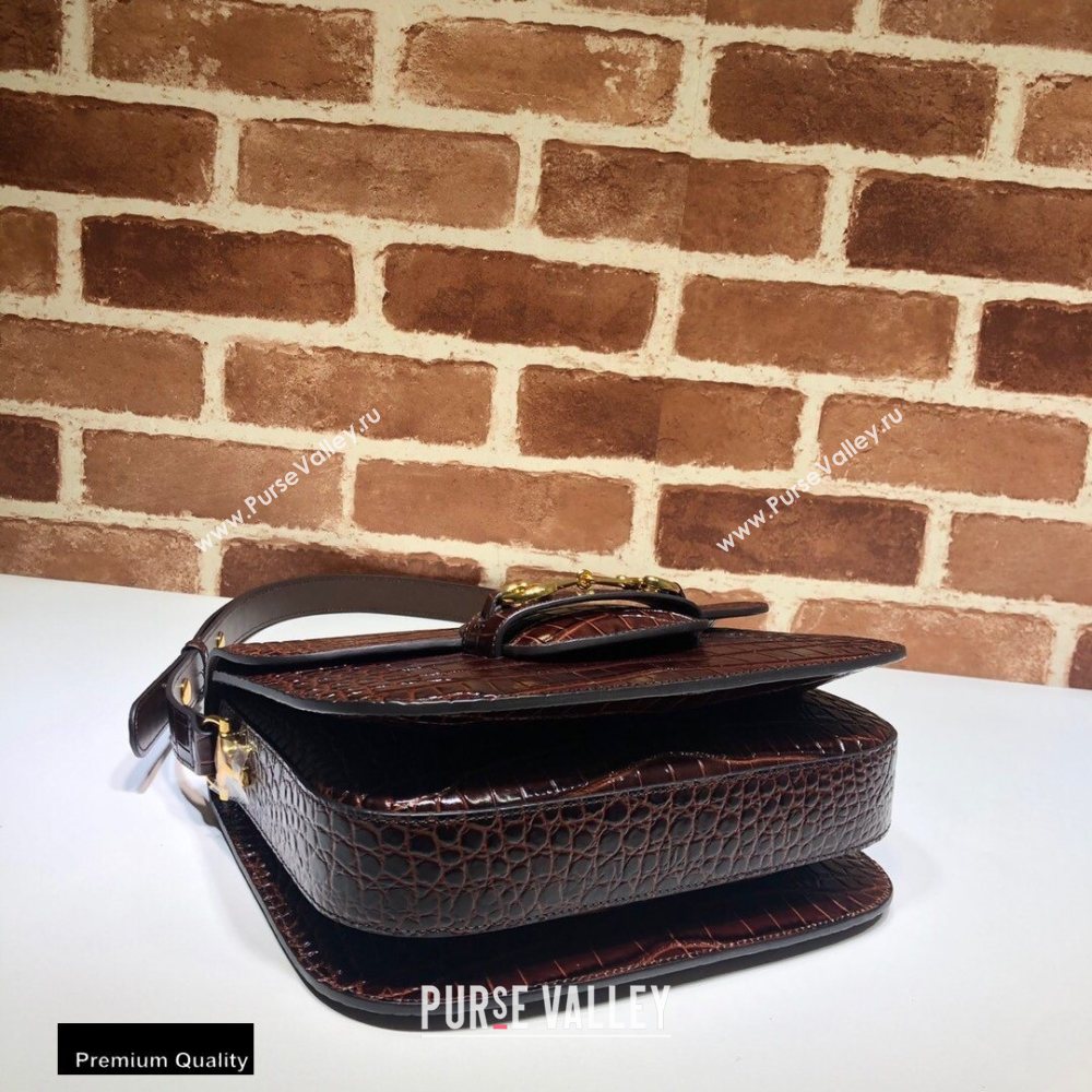 Gucci 1955 Horsebit Shoulder Bag 602204 Croco Pattern Coffee 2020 (dlh-20110501)