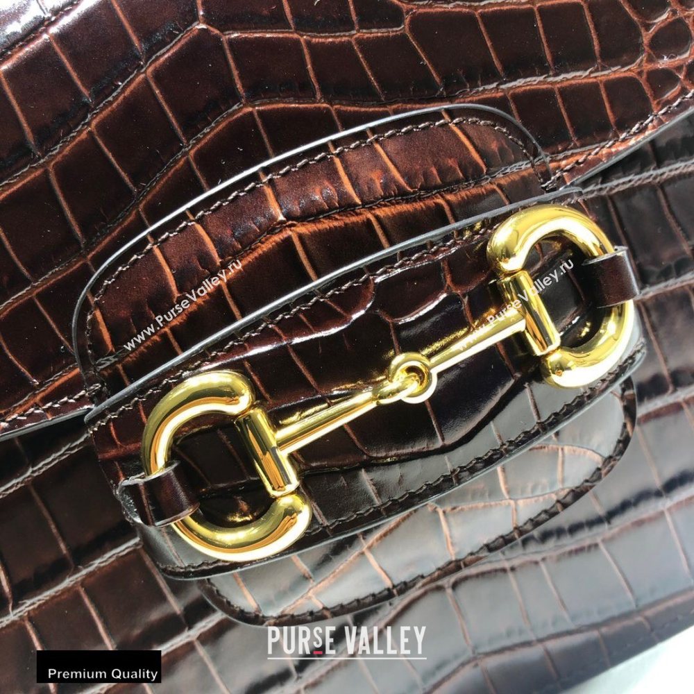 Gucci 1955 Horsebit Shoulder Bag 602204 Croco Pattern Coffee 2020 (dlh-20110501)