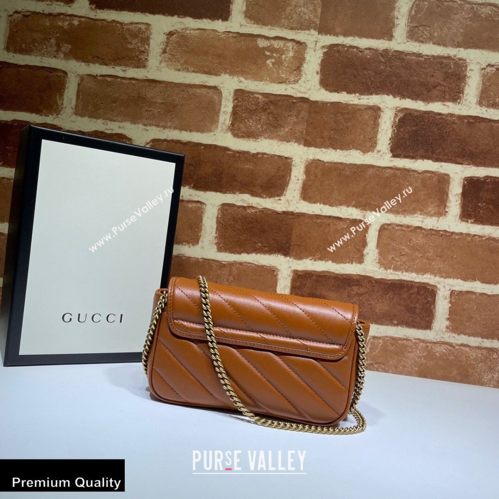 Gucci Diagonal GG Marmont Super Mini Shoulder Bag 476433 Brown 2020 (dlh-20110517)