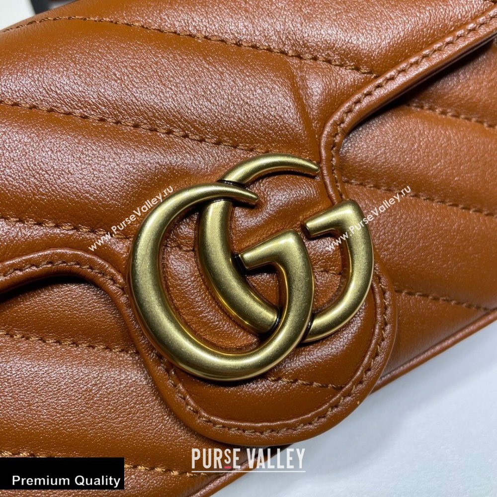 Gucci Diagonal GG Marmont Super Mini Shoulder Bag 476433 Brown 2020 (dlh-20110517)