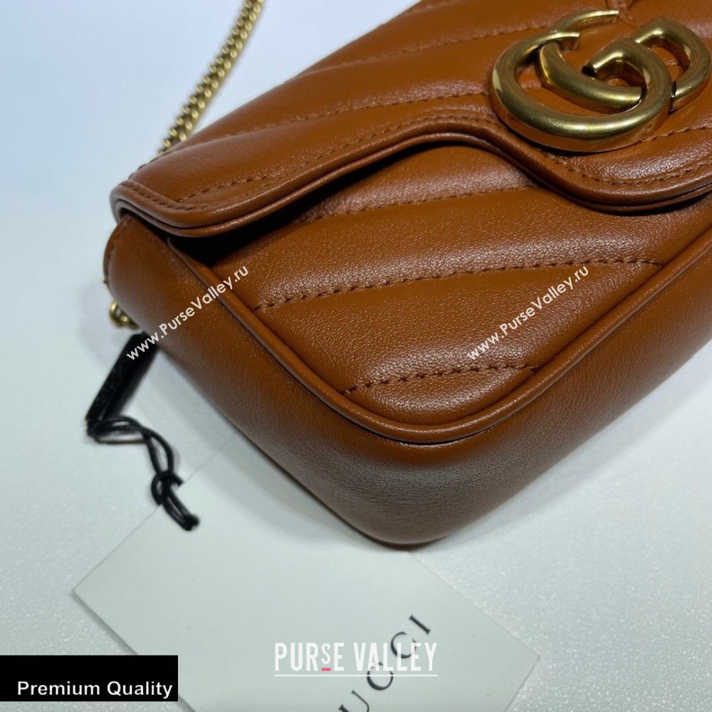 Gucci Diagonal GG Marmont Super Mini Shoulder Bag 476433 Brown 2020 (dlh-20110517)