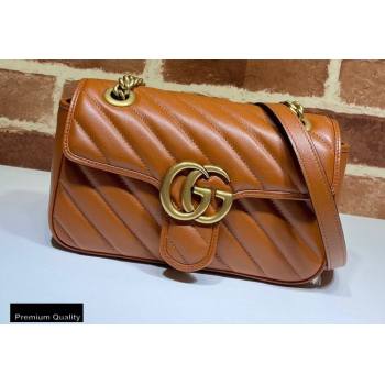 Gucci Diagonal GG Marmont Mini Shoulder Bag 446744 Brown 2020 (dlh-20110516)