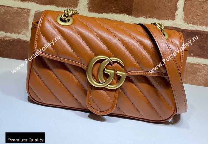 Gucci Diagonal GG Marmont Mini Shoulder Bag 446744 Brown 2020 (dlh-20110516)