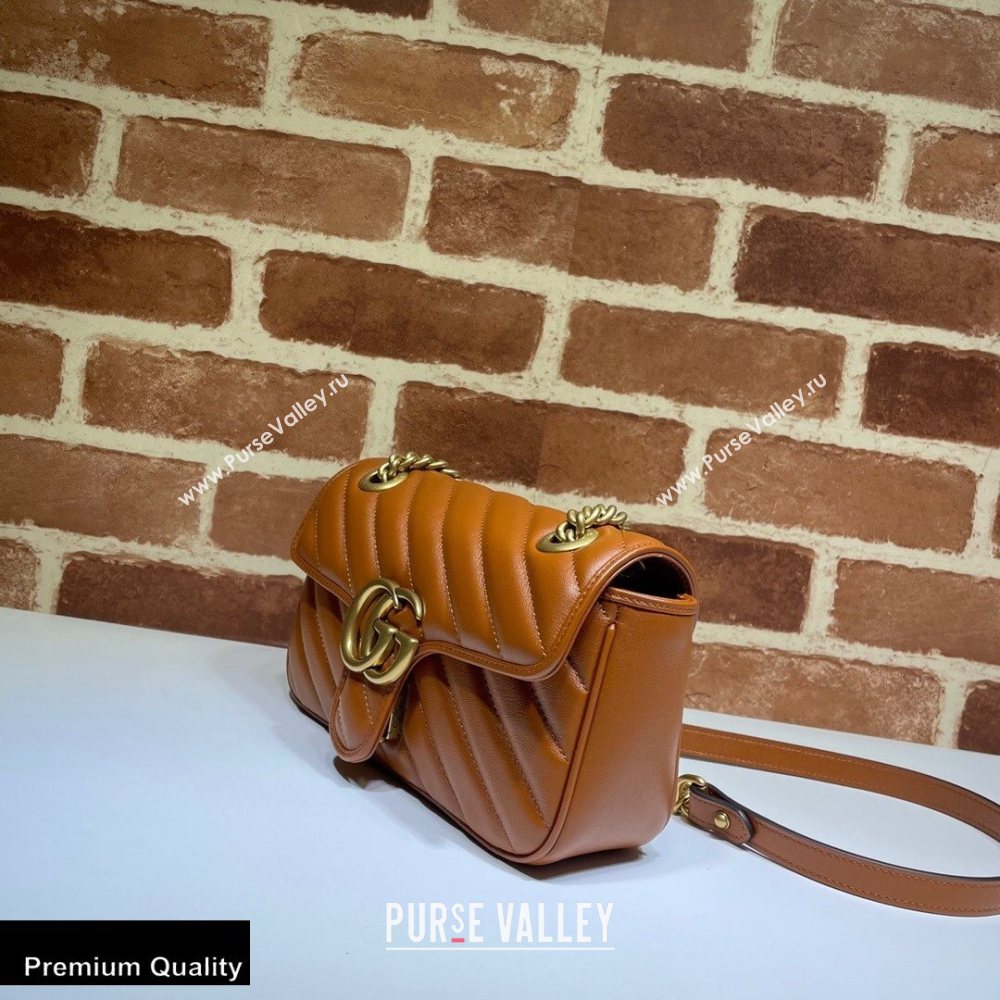 Gucci Diagonal GG Marmont Mini Shoulder Bag 446744 Brown 2020 (dlh-20110516)