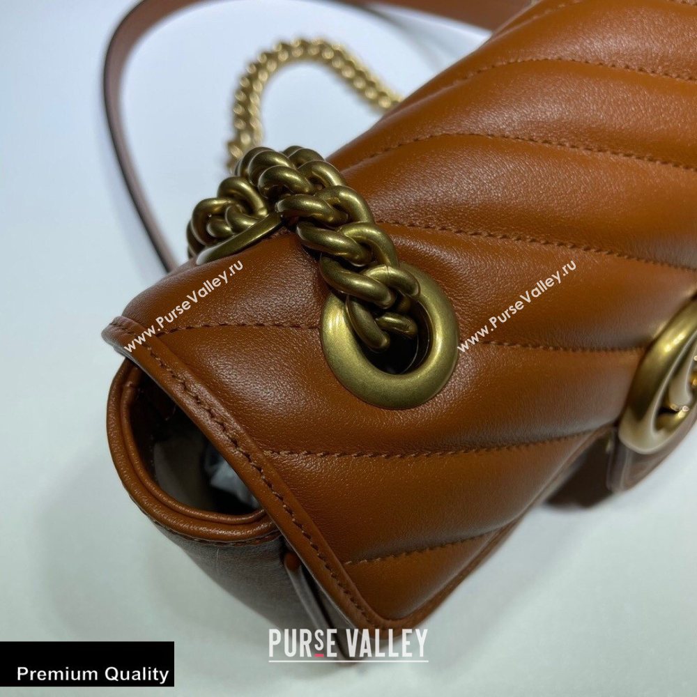 Gucci Diagonal GG Marmont Mini Shoulder Bag 446744 Brown 2020 (dlh-20110516)