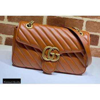 Gucci Diagonal GG Marmont Small Shoulder Bag 443497 Brown 2020 (dlh-20110515)