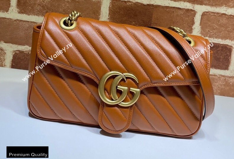 Gucci Diagonal GG Marmont Small Shoulder Bag 443497 Brown 2020 (dlh-20110515)