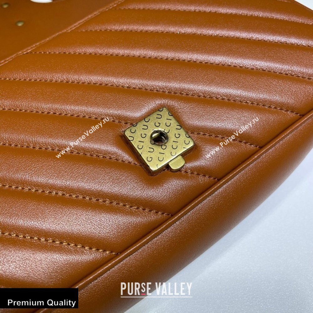 Gucci Diagonal GG Marmont Small Shoulder Bag 443497 Brown 2020 (dlh-20110515)
