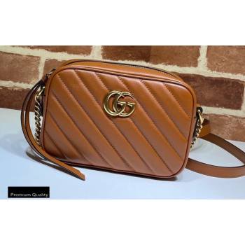 Gucci Diagonal GG Marmont Mini Shoulder Camera Bag 448065 Leather Brown 2020 (dlh-20110514)