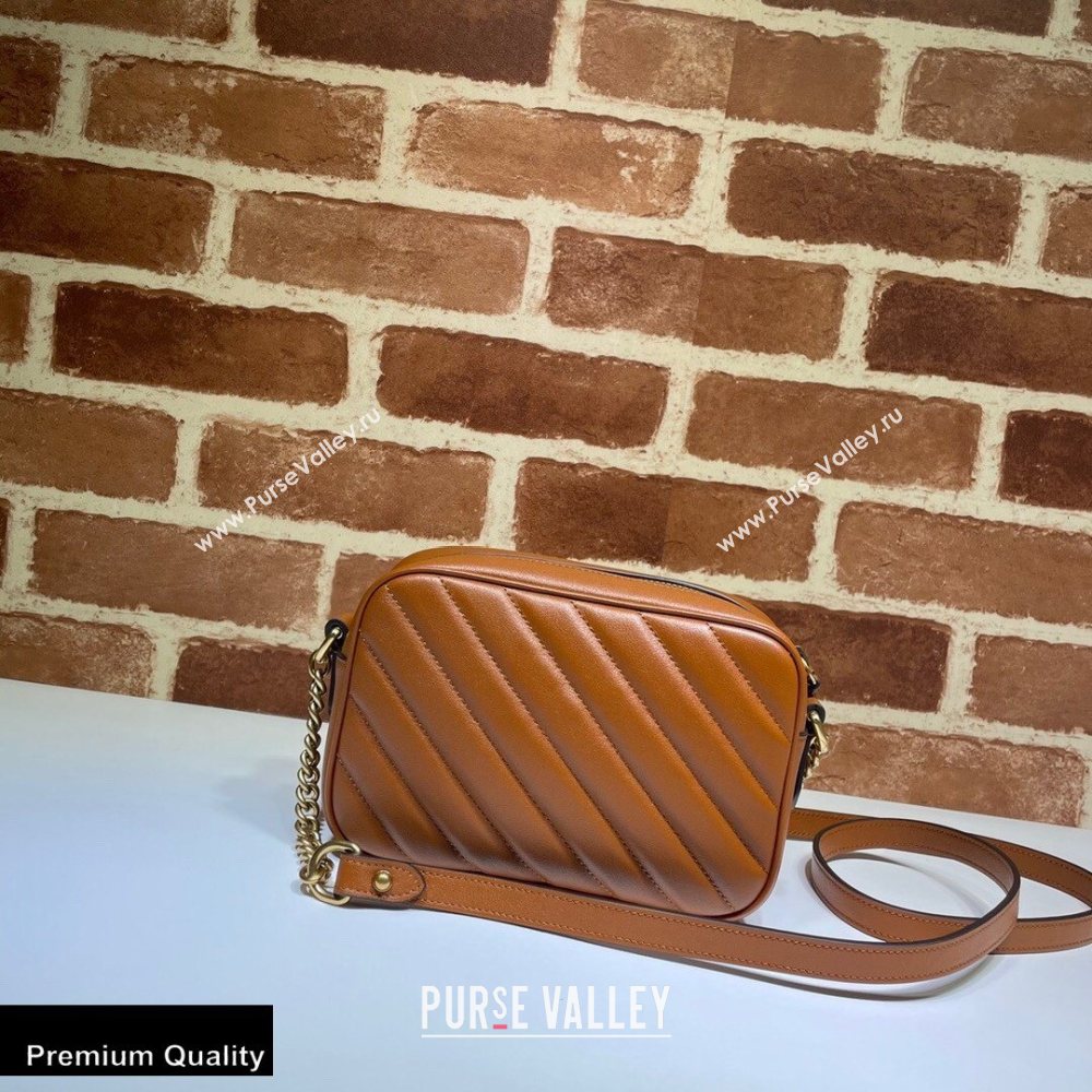 Gucci Diagonal GG Marmont Mini Shoulder Camera Bag 448065 Leather Brown 2020 (dlh-20110514)