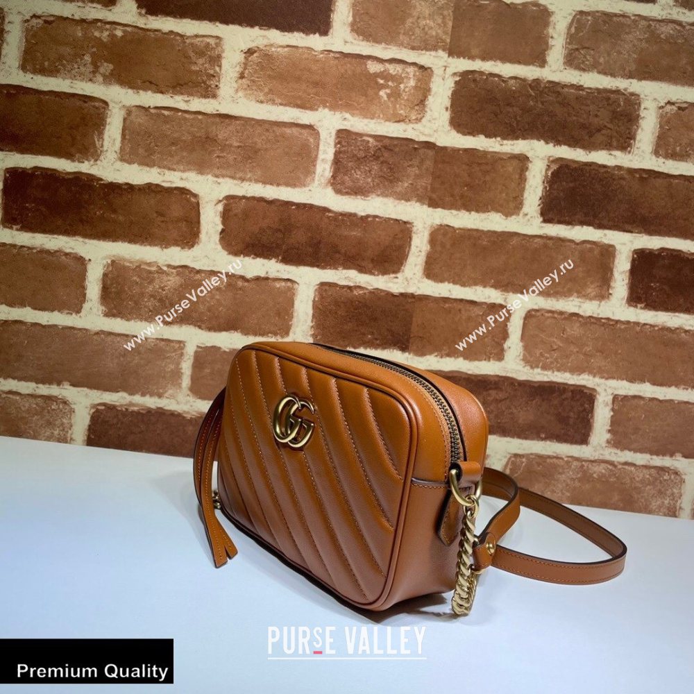 Gucci Diagonal GG Marmont Mini Shoulder Camera Bag 448065 Leather Brown 2020 (dlh-20110514)