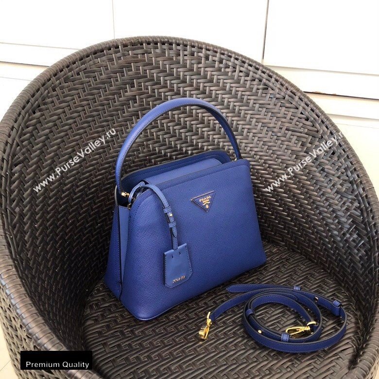 Prada Medium Saffiano Leather Matinee Bag 1BA282 Blue 2020 (gongyifang-20110611)