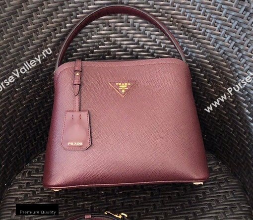 Prada Medium Saffiano Leather Matinee Bag 1BA282 Burgundy 2020 (gongyifang-20110612)