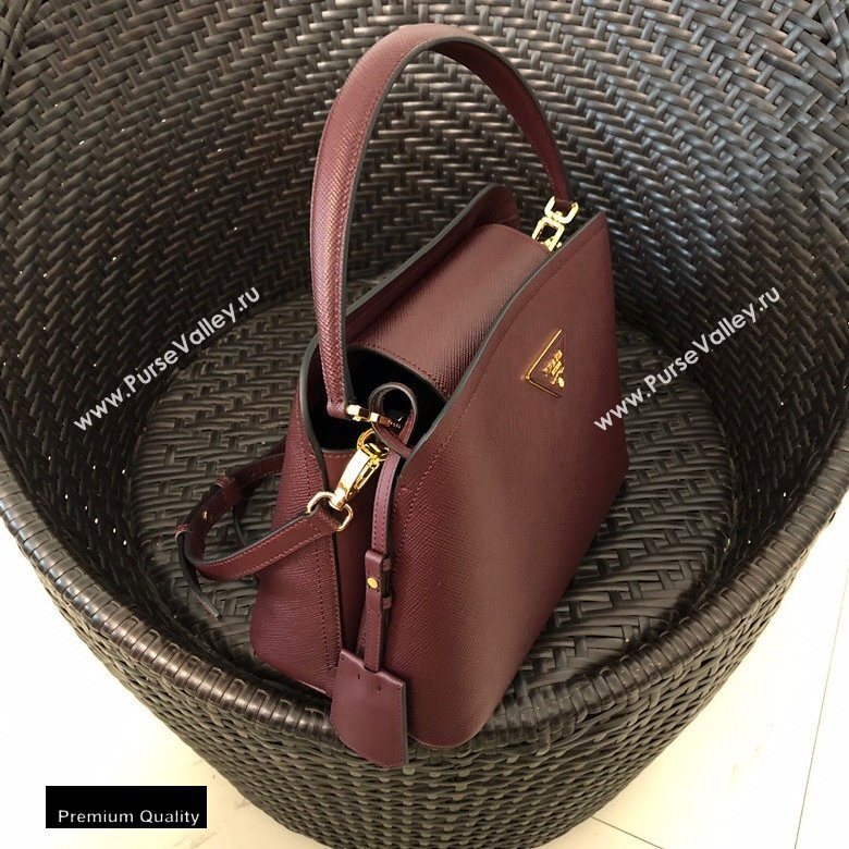 Prada Medium Saffiano Leather Matinee Bag 1BA282 Burgundy 2020 (gongyifang-20110612)