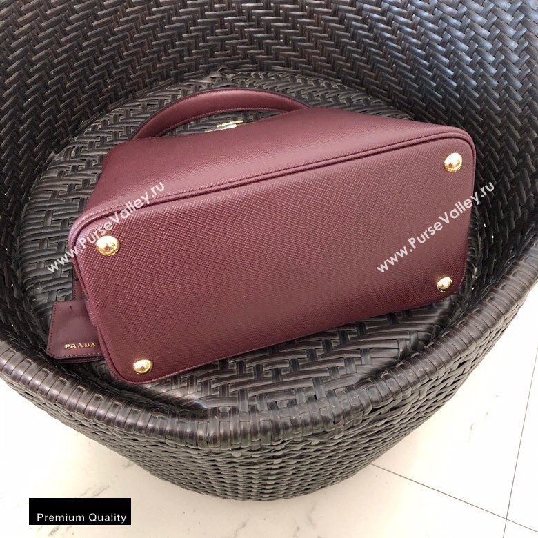 Prada Medium Saffiano Leather Matinee Bag 1BA282 Burgundy 2020 (gongyifang-20110612)