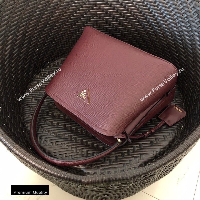 Prada Medium Saffiano Leather Matinee Bag 1BA282 Burgundy 2020 (gongyifang-20110612)