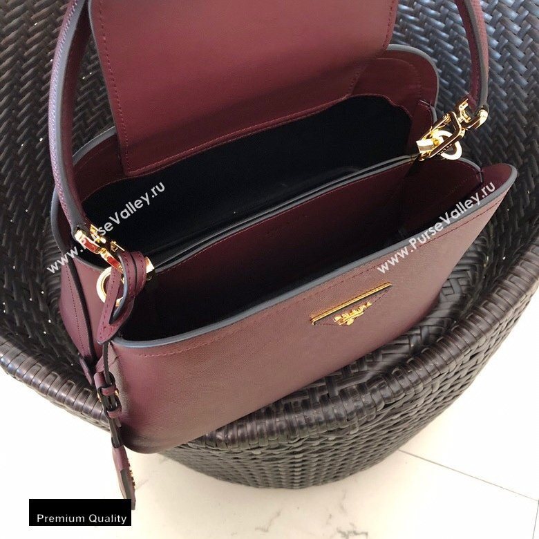 Prada Medium Saffiano Leather Matinee Bag 1BA282 Burgundy 2020 (gongyifang-20110612)