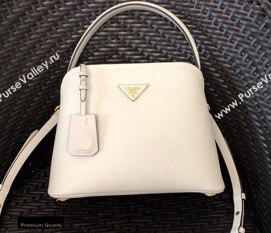 Prada Medium Saffiano Leather Matinee Bag 1BA282 White 2020 (gongyifang-20110610)