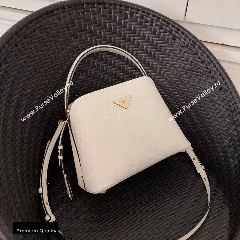Prada Medium Saffiano Leather Matinee Bag 1BA282 White 2020 (gongyifang-20110610)