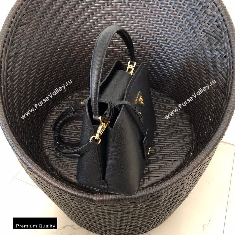Prada Medium Saffiano Leather Matinee Bag 1BA282 Black 2020 (gongyifang-20110607)