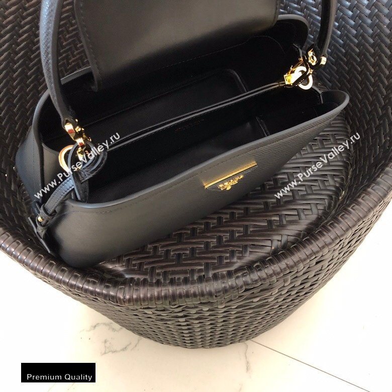 Prada Medium Saffiano Leather Matinee Bag 1BA282 Black 2020 (gongyifang-20110607)
