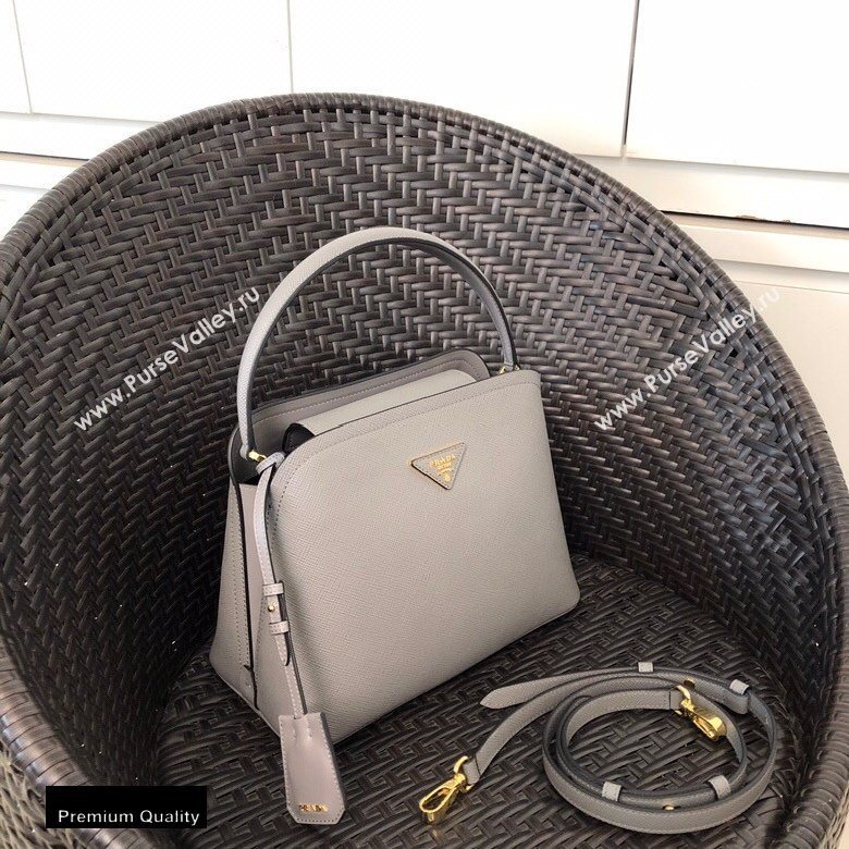 Prada Medium Saffiano Leather Matinee Bag 1BA282 Gray 2020 (gongyifang-20110609)